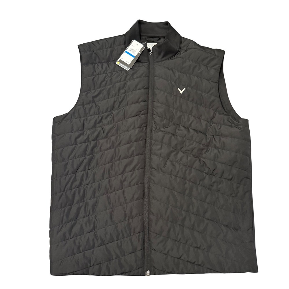 Callaway‎ Mens Golf Vest Black Puffer Quilted Full Zip XL UPF Sun Protection